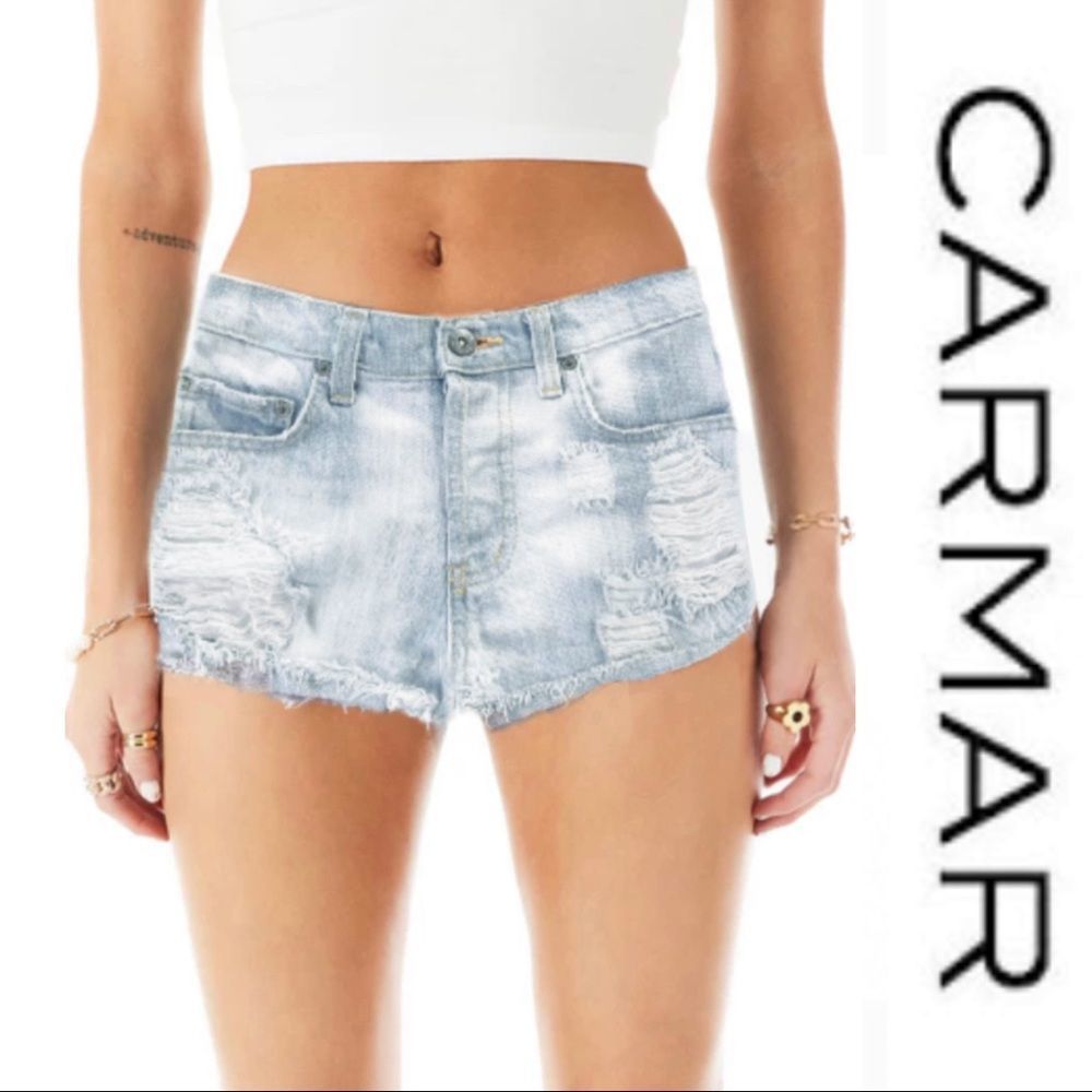 Carmar Distress Low Rise Denim Shorts